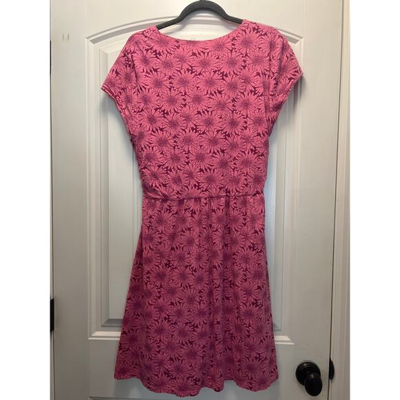 Garnet Hill Women’s Twist Front Floral Stretch Cap Sleeve Dress Size 14 Pink - Picture 3 of 3